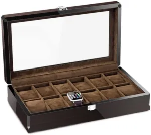 Box Transparent Window orphanage disperse normal for Home Watch Box Watch Winder Watch Case Watch Roll Watch Box 12 Grid Watch Box Jewelry Box with Wood Grain Watch Storage 