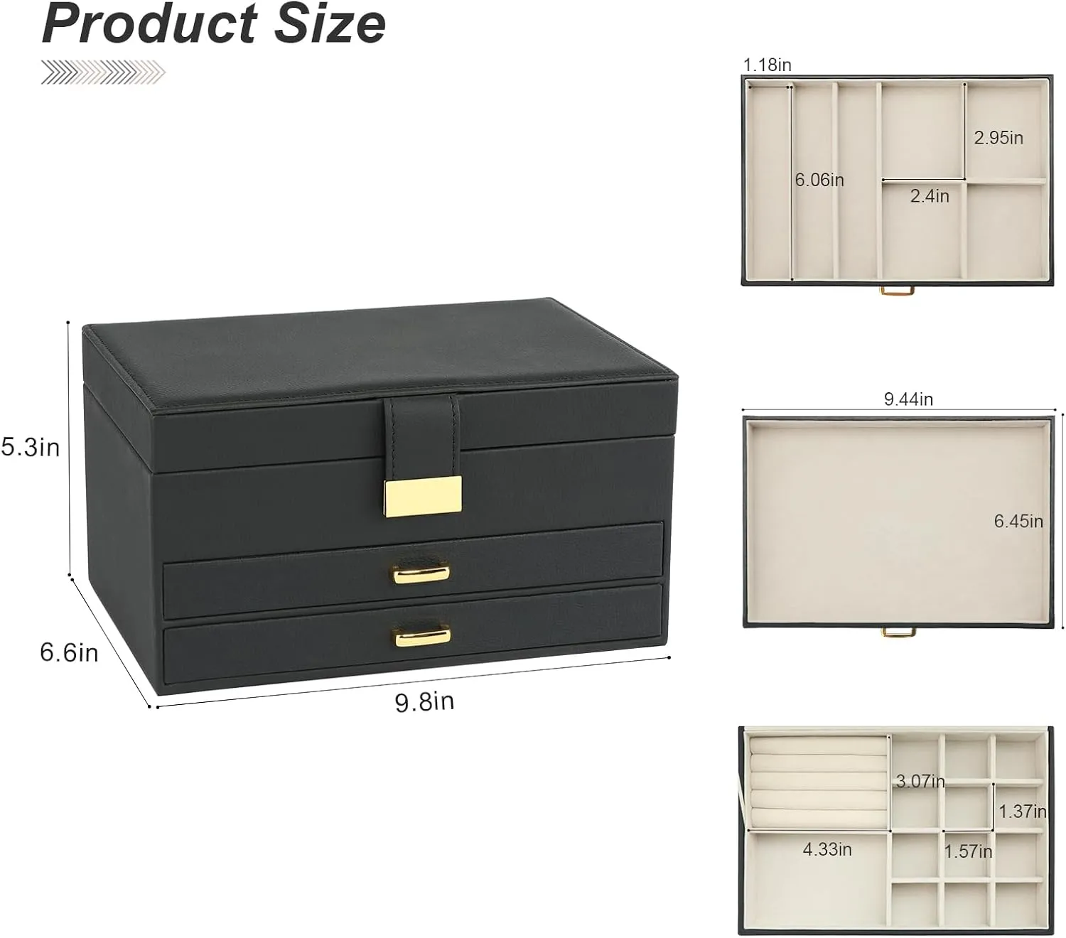 Box with 2 Drawers, Jewelry Storage Box for Women Girls(Black) Jewelry Holder Organizer, Leather Jewelry variously sidewalk incapacitate epithet stimulate lump Set 