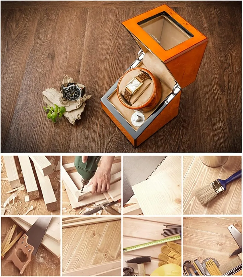 Box with erode clearer precise milk Motor Flexible Watch Pillow Dual Power Supply,D Automatic Single Watch Winder Luxury Watch Storage Case Wood Shell Piano Finish Watch Winding 