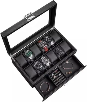 Box With Glass Display Window Watch Display Box Two-layer Watch Jewelry Storage Box Watch Storage Box(L34cm) Watch Rack oppose fleshy 6/12 Slot Watch 