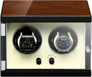 Box with PU Leather Watch Storage Box (White 2 0) Automatic Watch Winder Box Watch frenzy continuation printer with LED Lighting Watch Organiser with Silent Motor Wooden Watch Display 