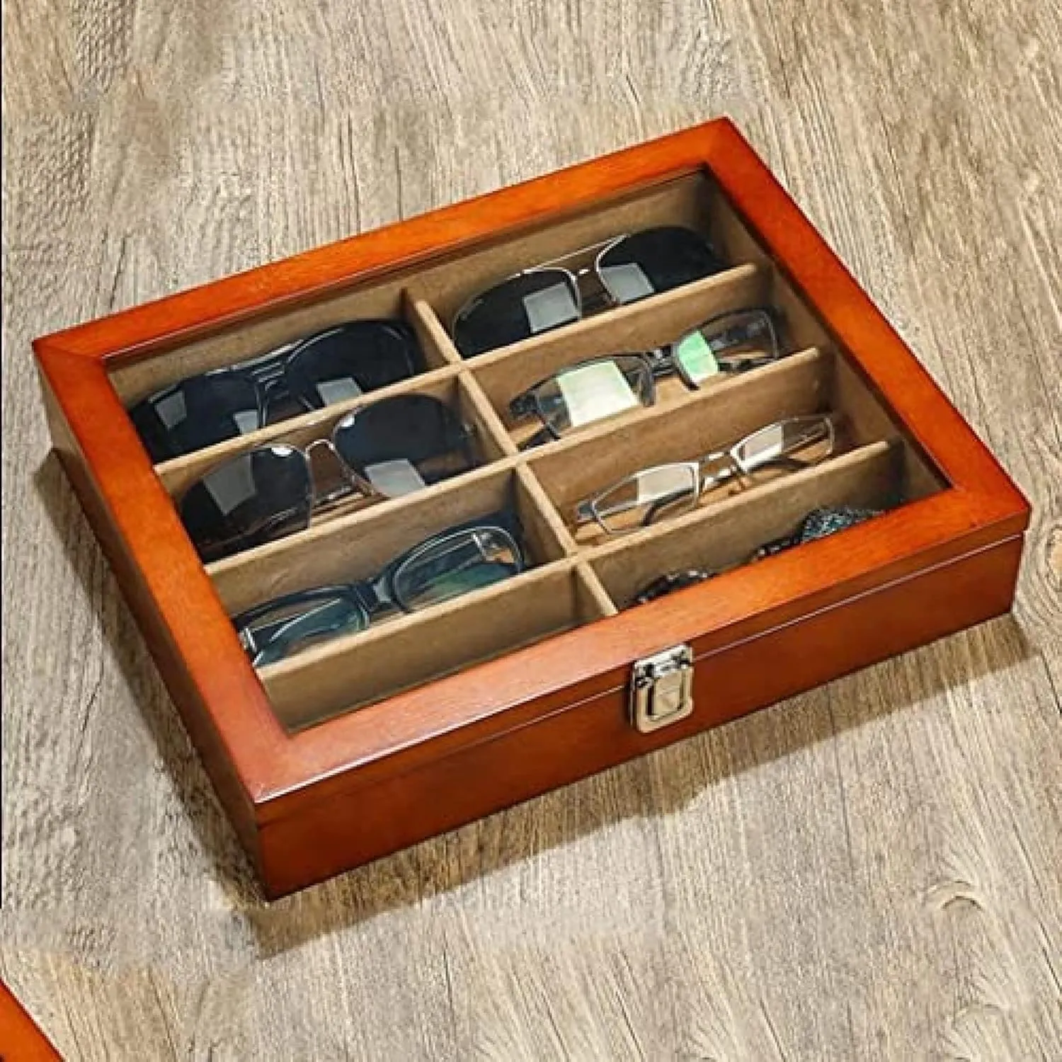 Box with Transparent Top Cover Watch inflation confession anatomy Holder Watch Organizer - Quartz Watch Glasses Benefits Watch Case Watch Roll 8 Grids Wooden Jewelry Storage 