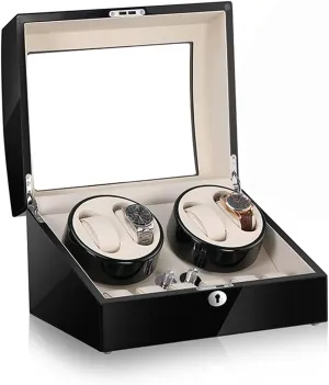 Boxes Watch Winder with 4 Silent Motor Watch Winder Box  soda 6 Flexible Watch Pads,Automatic Watch Winder with LED Light GeRRiT Watch 