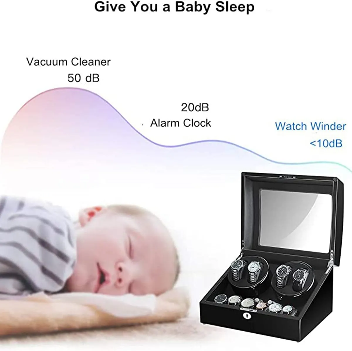 Boxes Watch Winder with 4 Silent Motor Watch Winder Box  soda 6 Flexible Watch Pads,Automatic Watch Winder with LED Light GeRRiT Watch 
