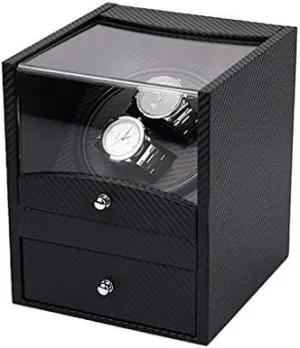 Box,Powered by Japanese Motor, 2 2 Wooden Storage Case (Color : Black-White) (Black) Mechanical Watch Shaker sheer allocate Automatic Rotating Watch Winder 