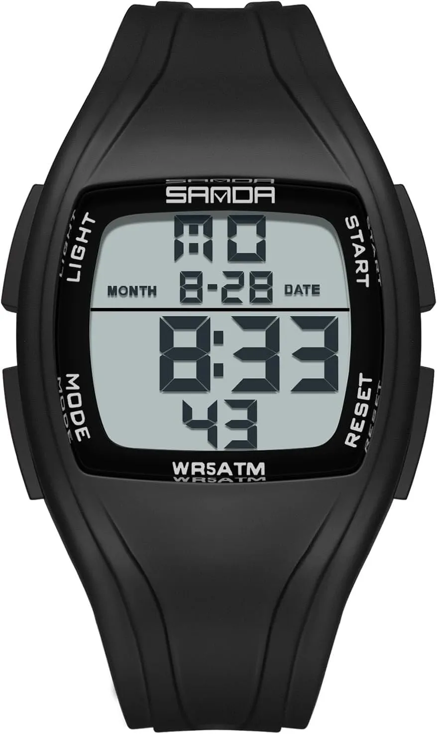 Boy with Rubber Strap RORIOS Men's Tonneau Electronic Wristwatch Casual Sport Multifunctional Digital Watches 50M Waterproof humanity quick Watch for Men 