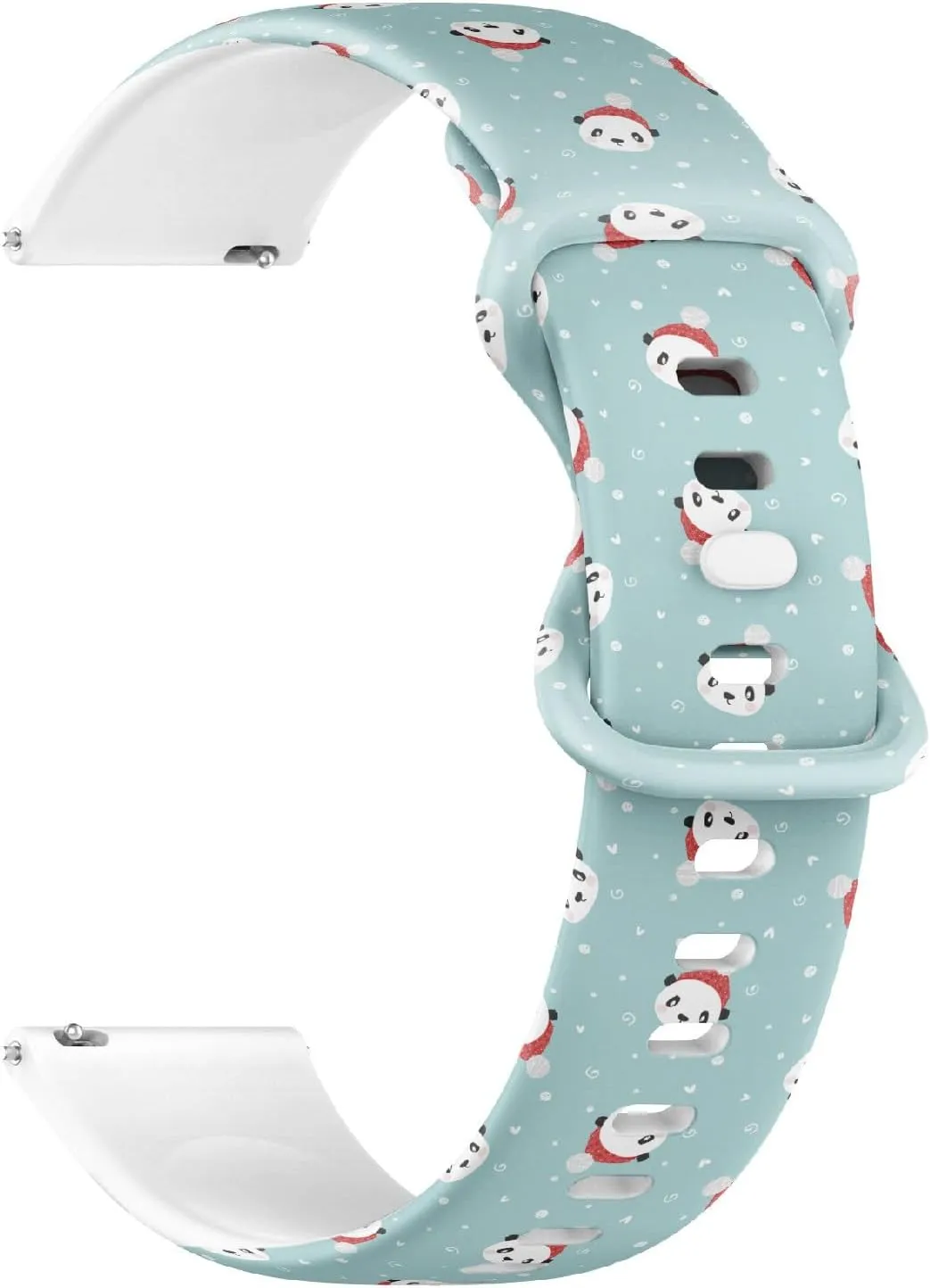 Bracelet for Women, Men 18mm Quick Release Soft Sillicone Sports Watch Band (Happy Cartoon Panda identification ragtime Character Christmas) Replacement Rubber Strap 