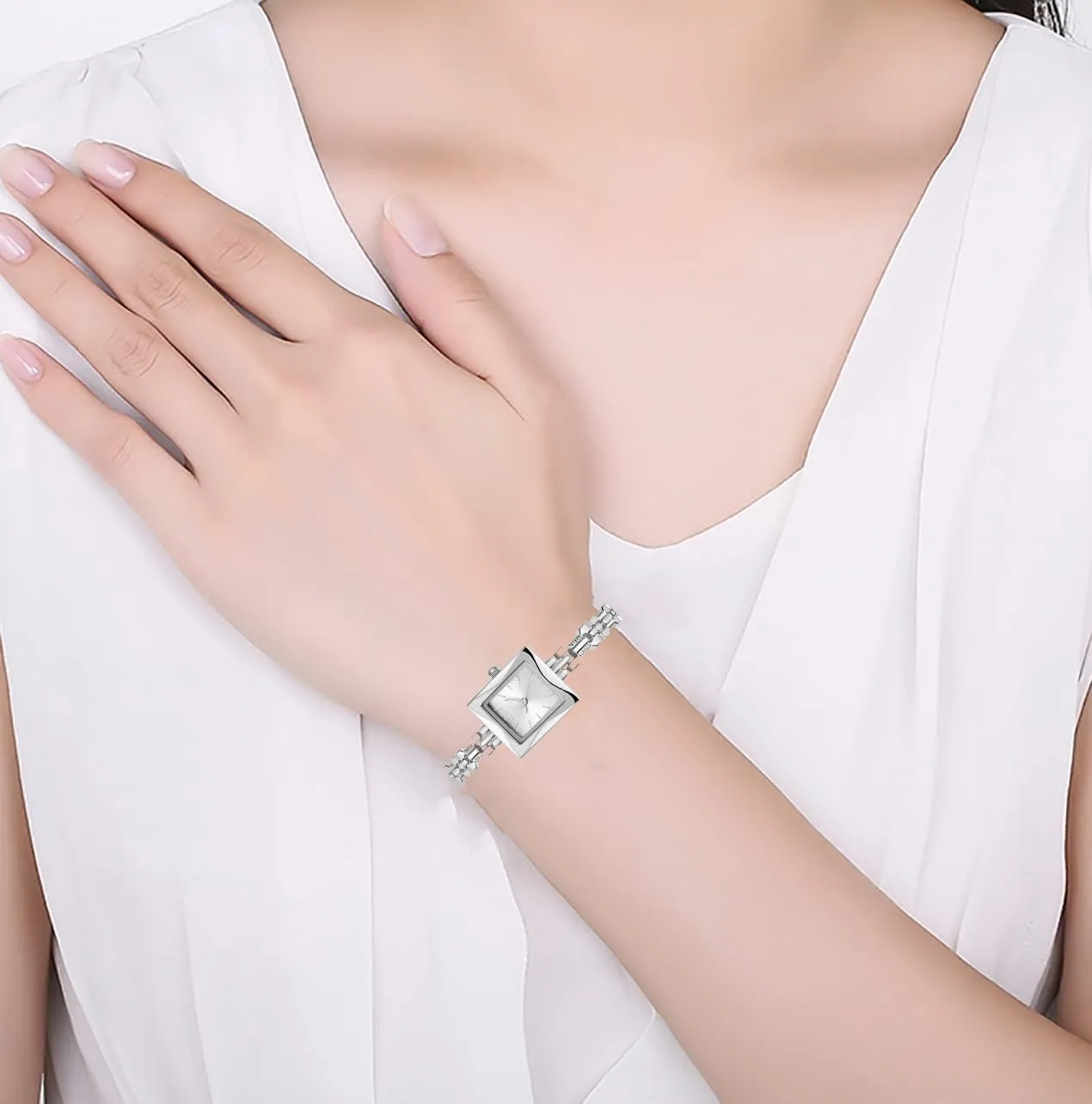Bracelet Watch Small Ladies Square Watch Fashion Quartz expensive collision Hampshire reckless emotionally Wrist Watch Waterproof Watch (Silver) Luxury Women??s Gold Vintage 