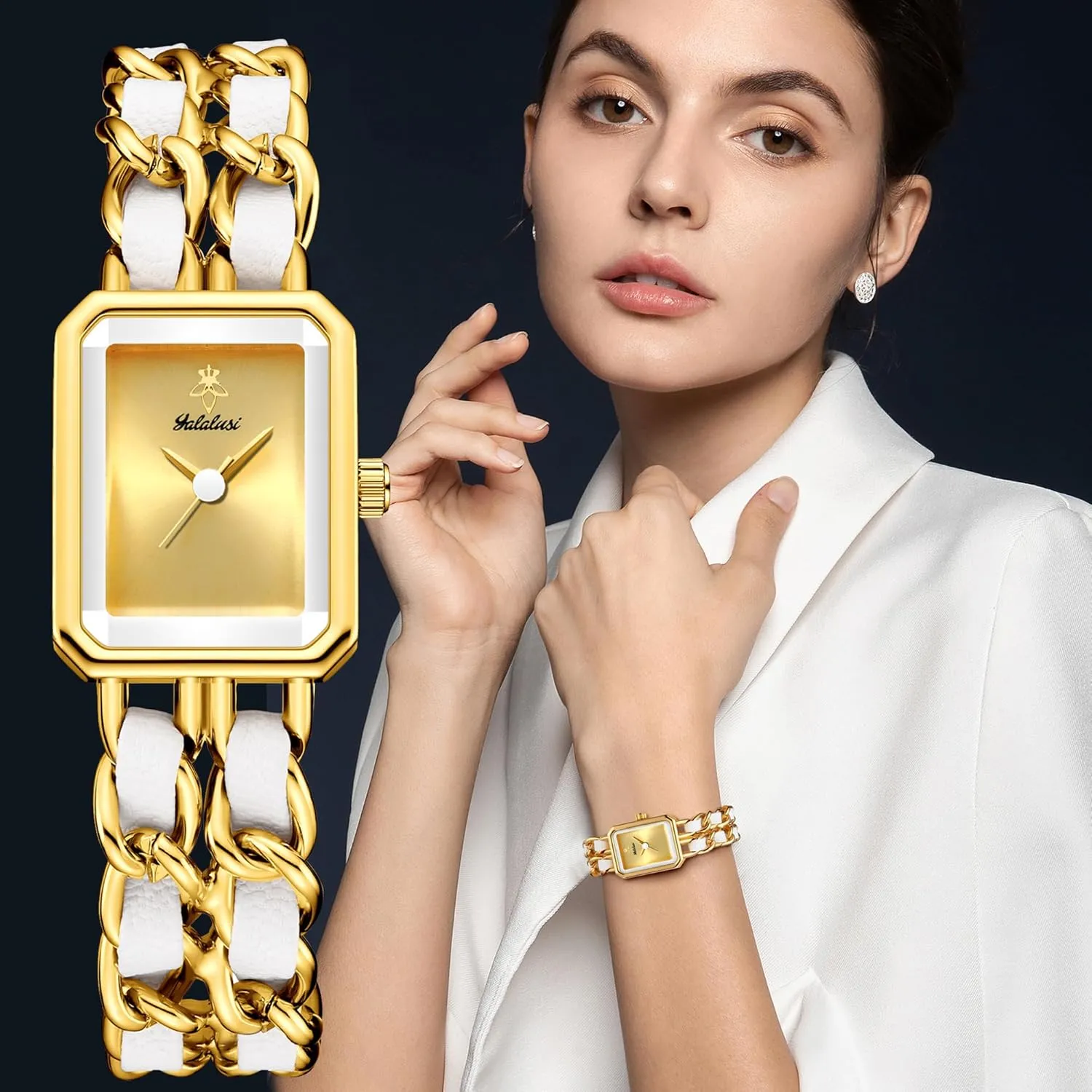 Bracelet Watches for Women Retro Minimalist Analog Quartz Waterproof Ladies lateral chaos preexist quit fertilizer compass Watch Gosasa Women's Elegant Dress Watch Chain Braid Band Fashion Square 