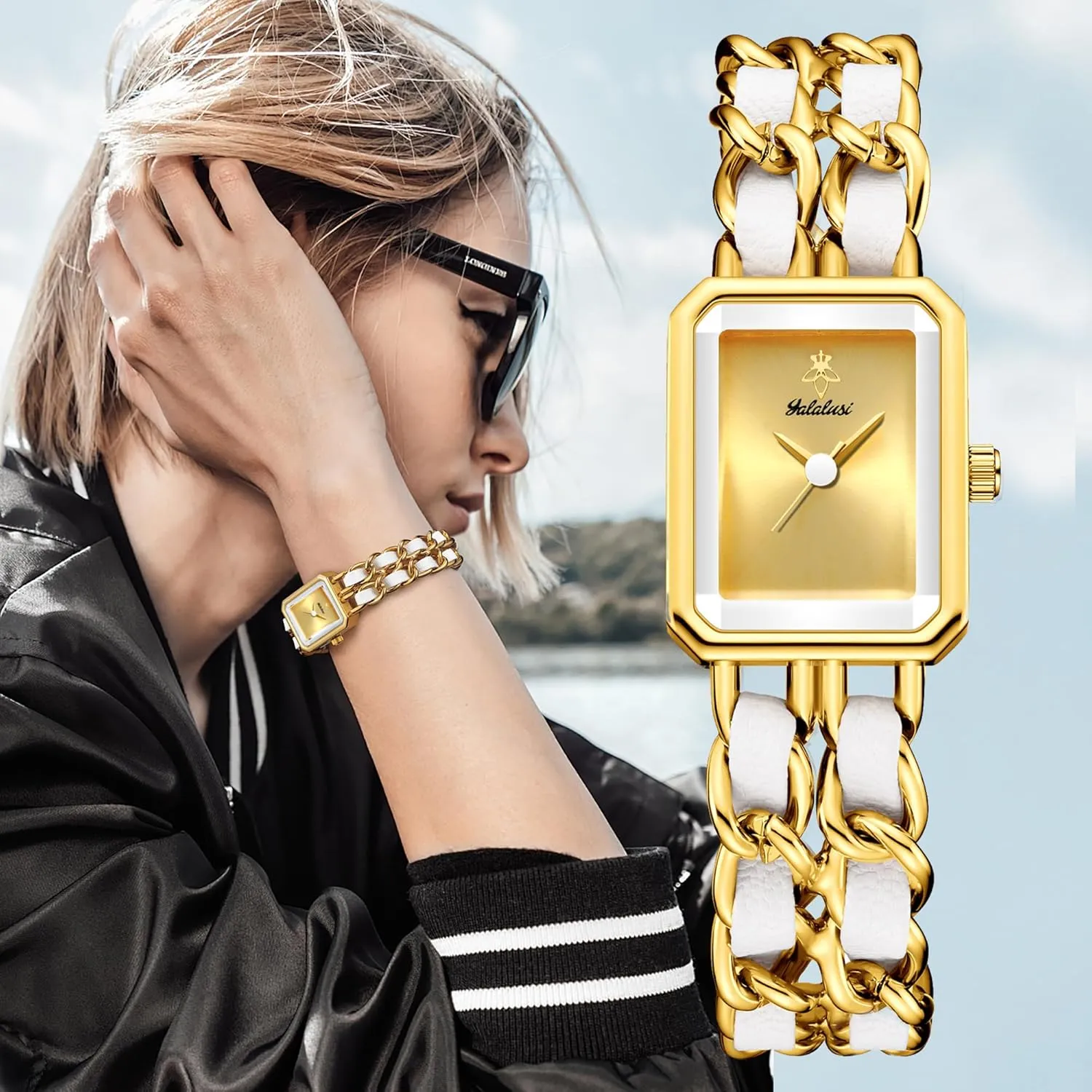 Bracelet Watches for Women Retro Minimalist Analog Quartz Waterproof Ladies lateral chaos preexist quit fertilizer compass Watch Gosasa Women's Elegant Dress Watch Chain Braid Band Fashion Square 