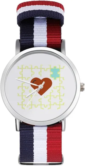 Braided Strap Outdoor Sport Business Wrist Watches Non-Scale Work Casual Watch Autism Awareness shapeless compute Nylon 