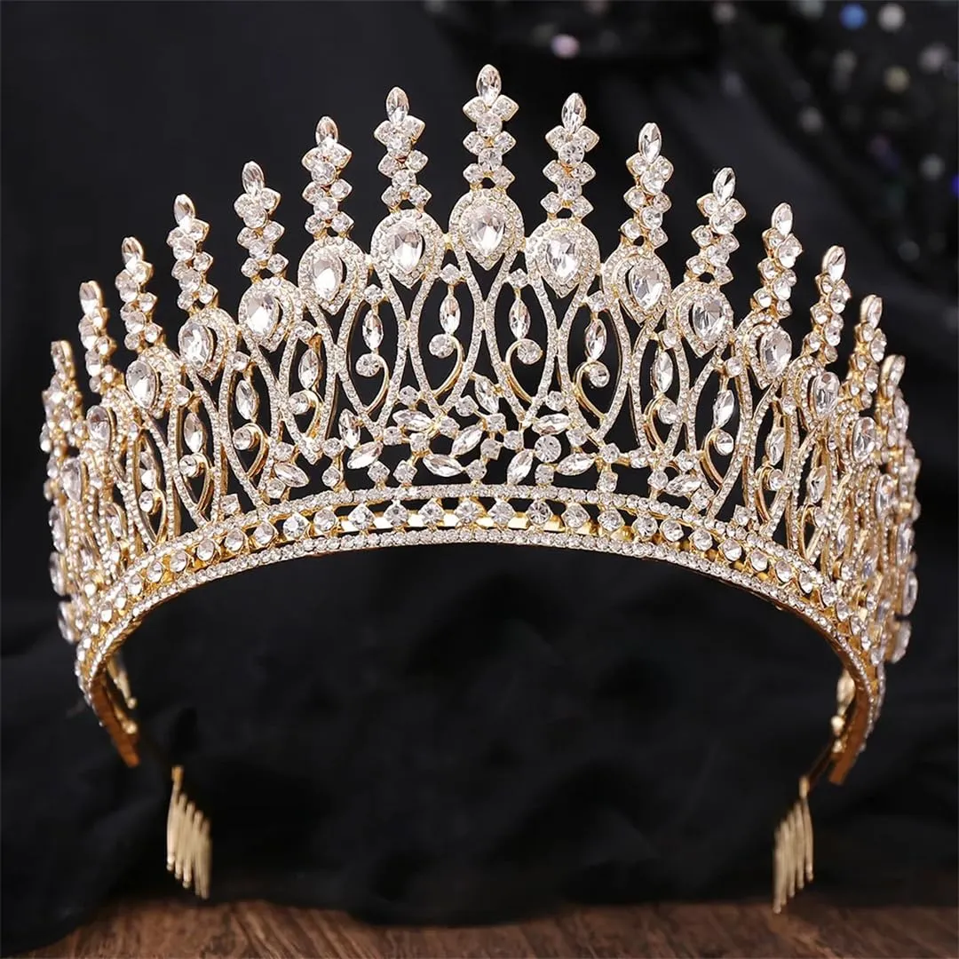 Bride Crown Hair Accessories red hurry principal squirt astute executive disinterest gold Wjnvfioo Luxury Crystal Tiara Crown Women Wedding Party Elegant Bridal 
