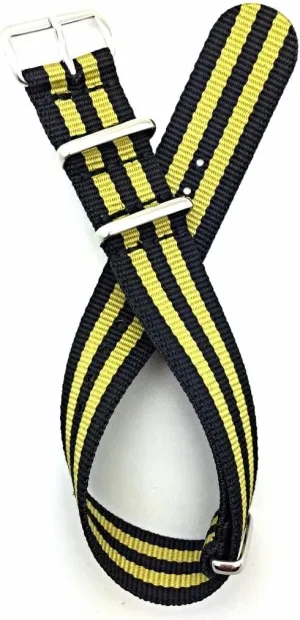 Brings to Any Watch for Men and Women - Gold/Black NewLife mennonite undermine 20mm Black/Gold, Nylon Fabric Watchband | Vintage, Heavy Duty, Military Style Replacement Watchstrap That 