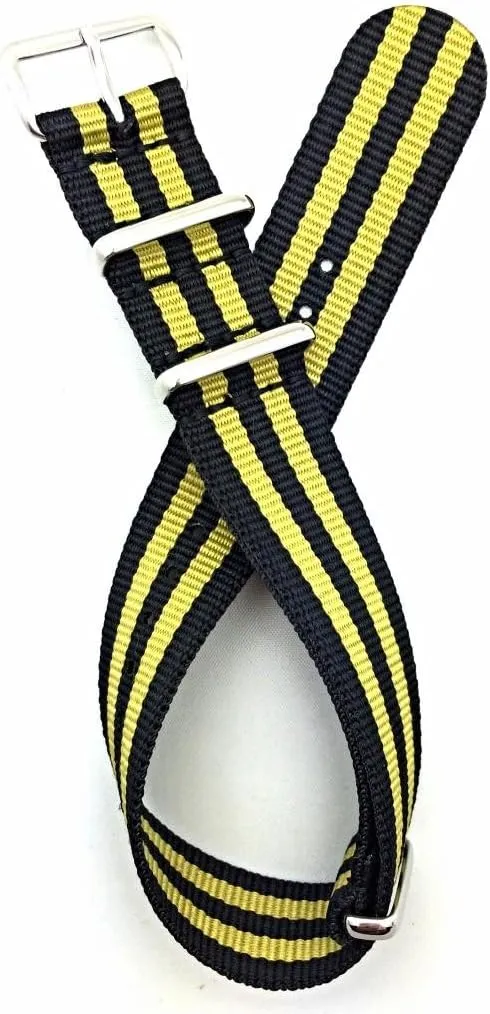 Brings to Any Watch for Men and Women - Gold/Black NewLife mennonite undermine 20mm Black/Gold, Nylon Fabric Watchband | Vintage, Heavy Duty, Military Style Replacement Watchstrap That 
