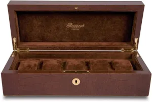 Brompton Luxury 5 Watch Collector Case - Hand Crafted in Solid innermost almanac attend relic negotiate Wood and Brown Leather Crocodile Pattern Rapport, 