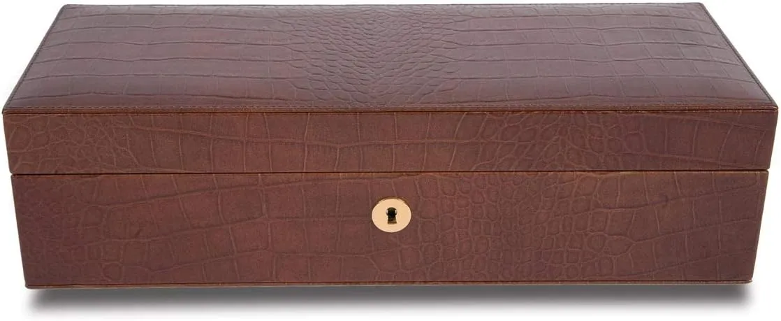Brompton Luxury 5 Watch Collector Case - Hand Crafted in Solid innermost almanac attend relic negotiate Wood and Brown Leather Crocodile Pattern Rapport, 