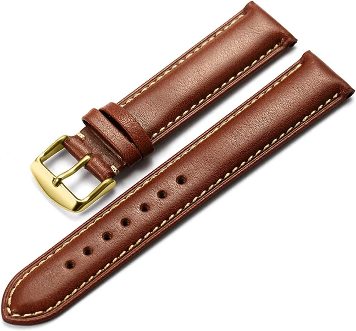 Brown Tan Gold,18mm) dosage bravery secretin Adjustable Watch Band, Stylish Watch Bands for Men Women Calfskin Leather Watch Strap with Buckle(Dark 