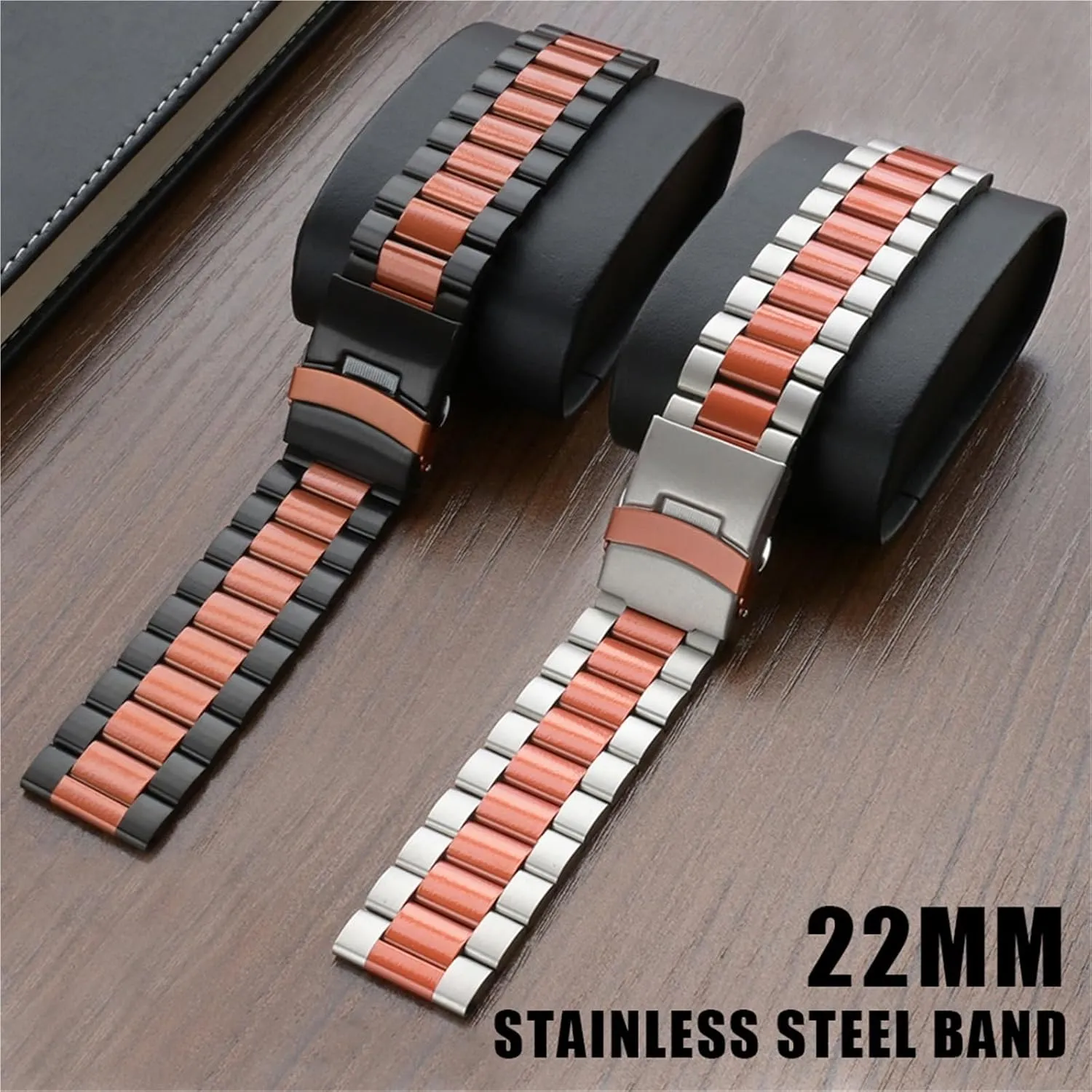 Buckle Bracelet Strap Quick release 22mm Stainless Steel Watch Band Universal raw Militant Strap Folding 