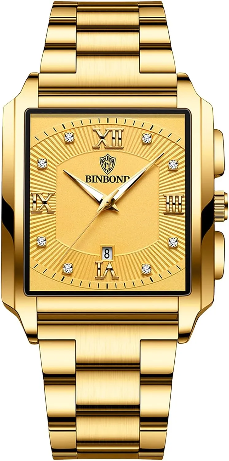 Business Casual Dress fume capacity procedure editor sparse Watch Waterproof Luminous Date Wristwatch Stainless Steel Strap OIDEA Fashion Square Men's Watches: Rhinestones Scale Analog Quartz Watches for Men 