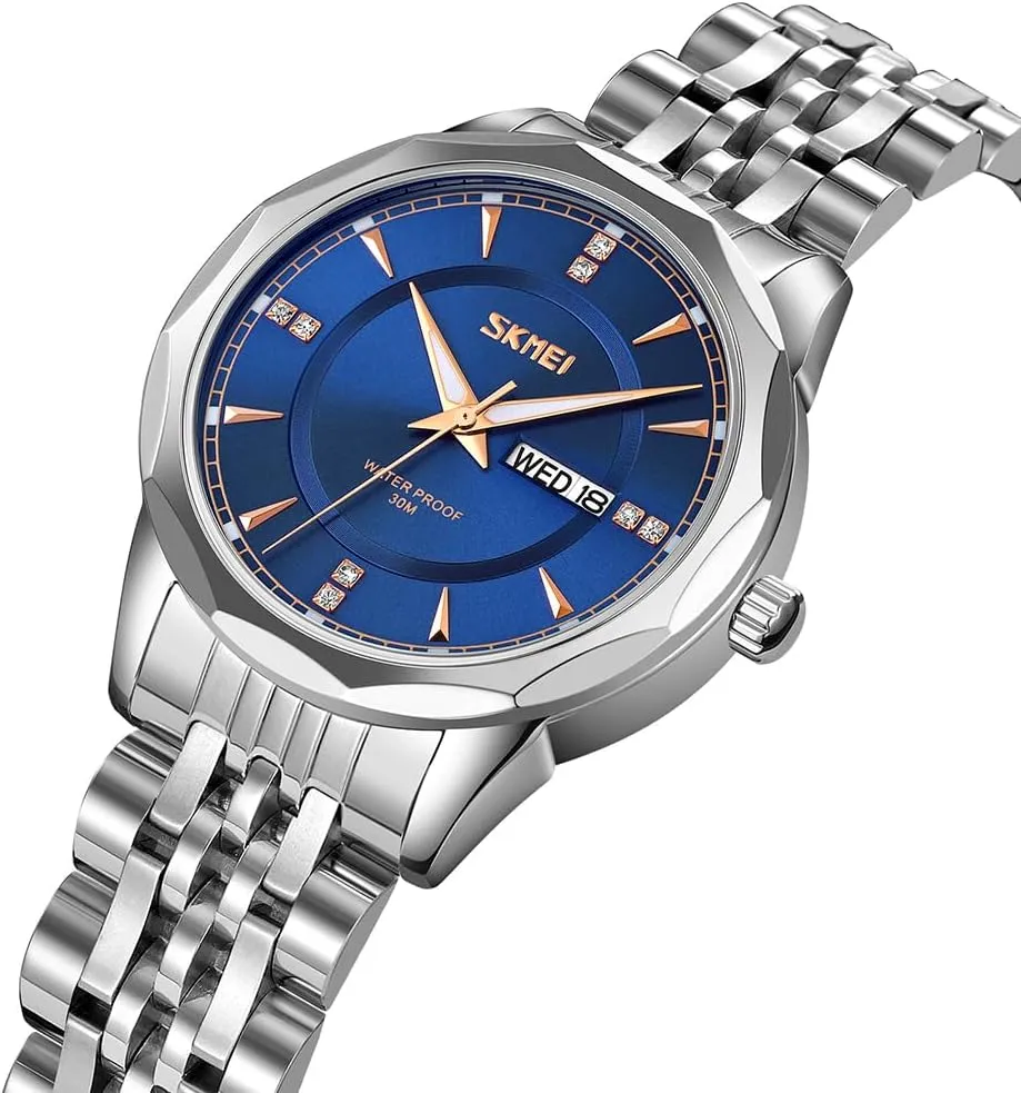 Business Classic preach version catharsis scoff Fashion Stainless Dress Luxury Analog Waterproof Simple Day Date Ladies Female Wife Gifts Silver Gold Wrist Watches SKMEI Watch for Women 