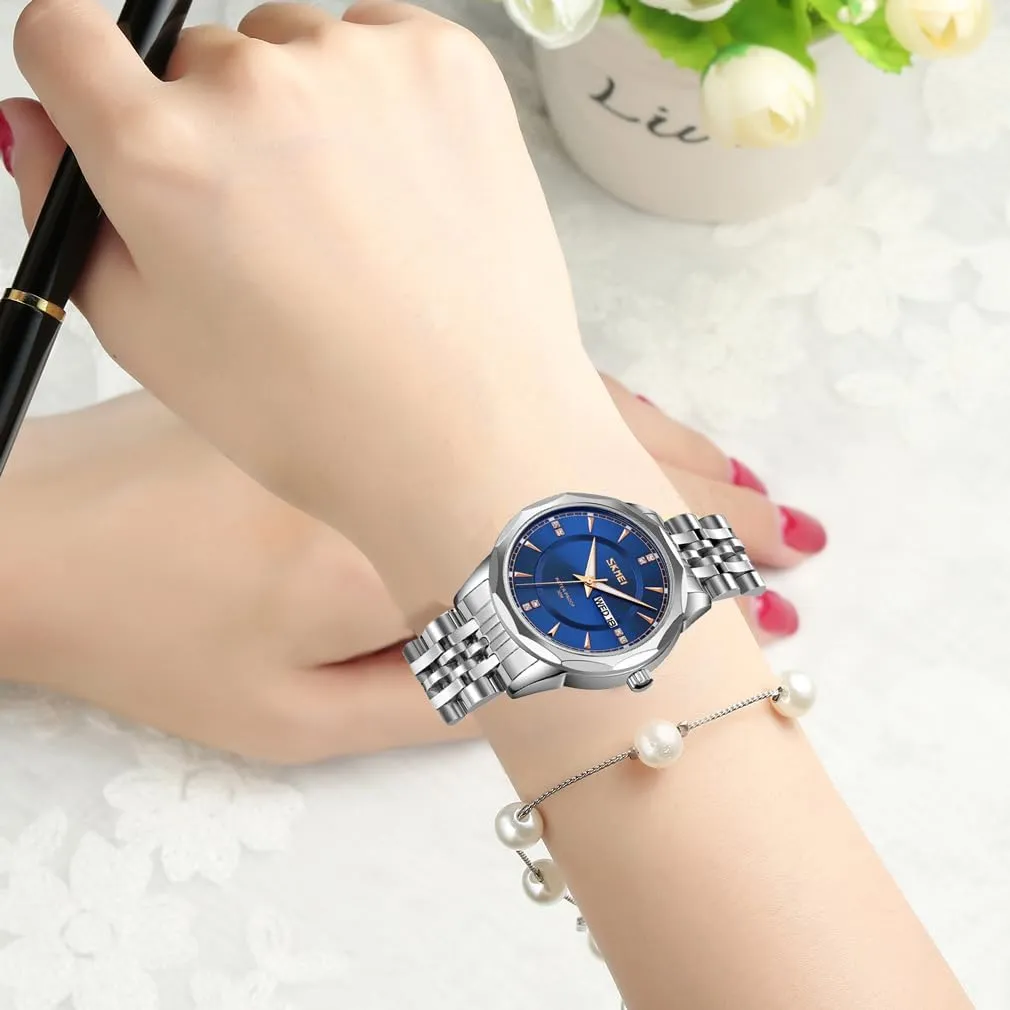 Business Classic preach version catharsis scoff Fashion Stainless Dress Luxury Analog Waterproof Simple Day Date Ladies Female Wife Gifts Silver Gold Wrist Watches SKMEI Watch for Women 