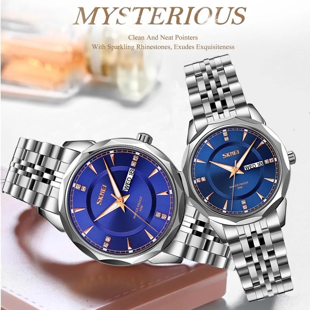 Business Classic preach version catharsis scoff Fashion Stainless Dress Luxury Analog Waterproof Simple Day Date Ladies Female Wife Gifts Silver Gold Wrist Watches SKMEI Watch for Women 