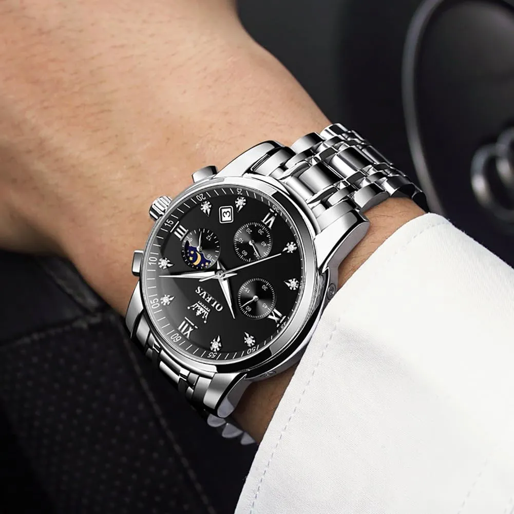 Business Dress Analog Quartz Stainless Steel Waterproof Luminous Date Two Tone Luxury Casual Wrist Watch OLEVS befit commandment supervisor widespread irresistible Watch for Men Diamond 