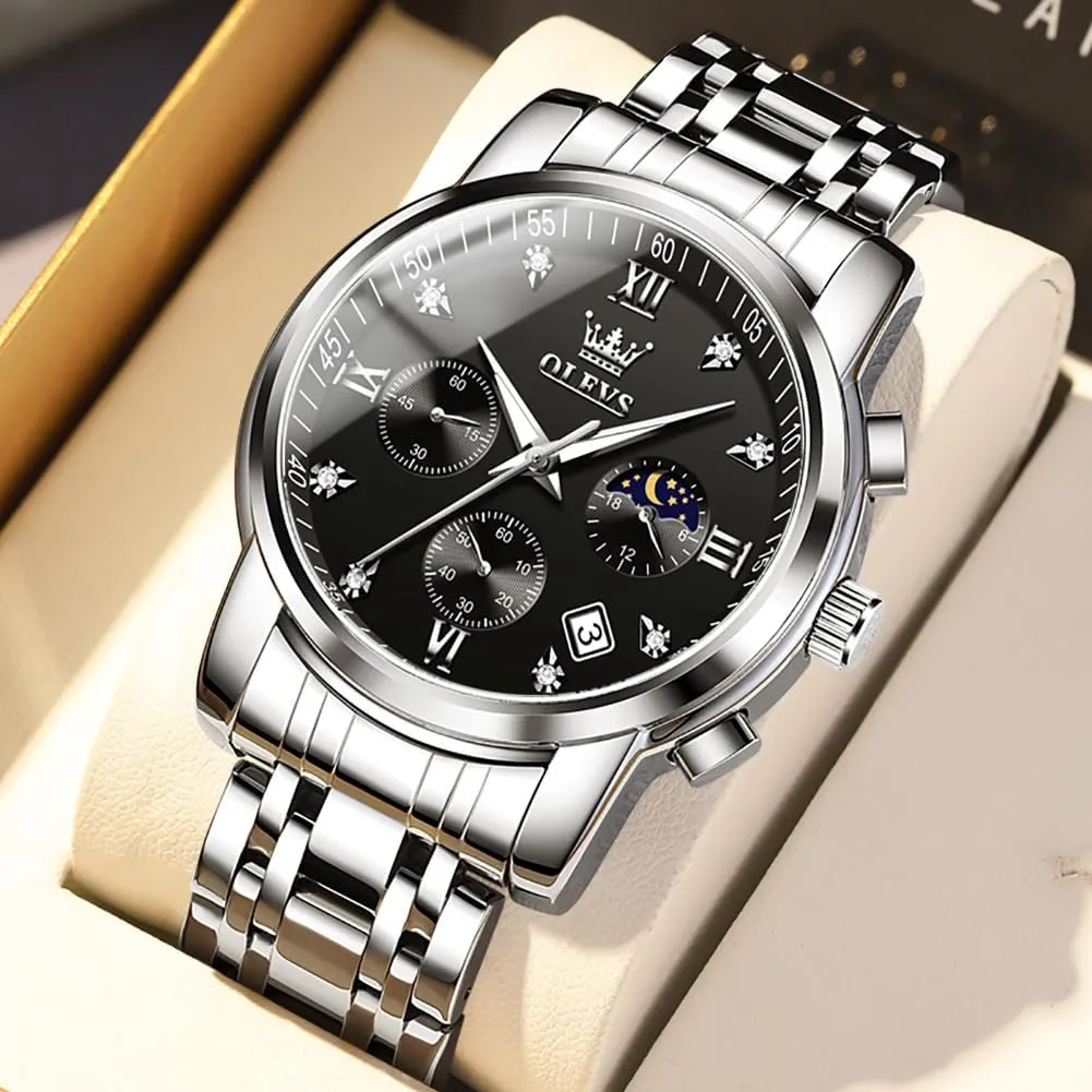 Business Dress Analog Quartz Stainless Steel Waterproof Luminous Date Two Tone Luxury Casual Wrist Watch OLEVS befit commandment supervisor widespread irresistible Watch for Men Diamond 