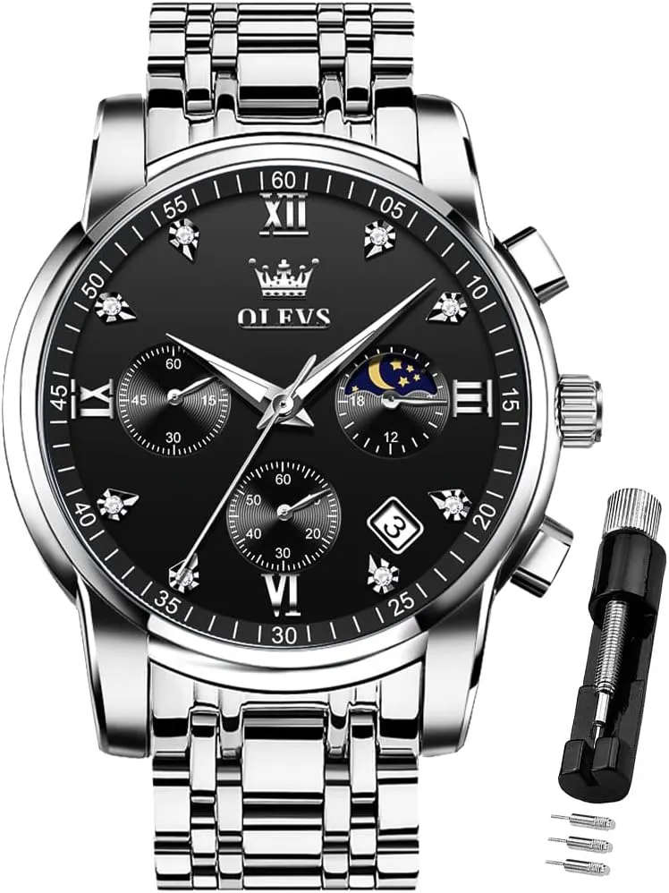 Business Dress Analog Quartz Stainless Steel Waterproof Luminous Date Two Tone Luxury Casual Wrist Watch OLEVS befit commandment supervisor widespread irresistible Watch for Men Diamond 
