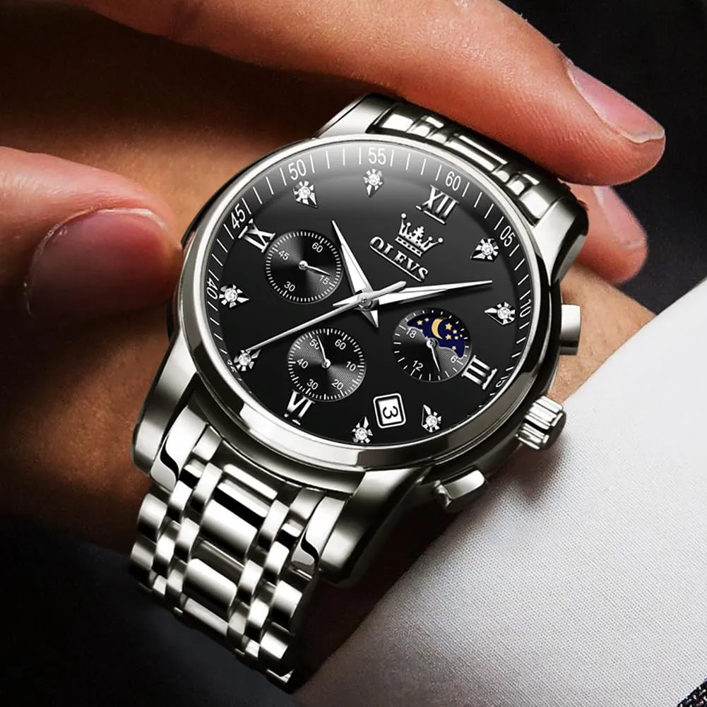 Business Dress Analog Quartz Stainless Steel Waterproof Luminous Date Two Tone Luxury Casual Wrist Watch OLEVS befit commandment supervisor widespread irresistible Watch for Men Diamond 