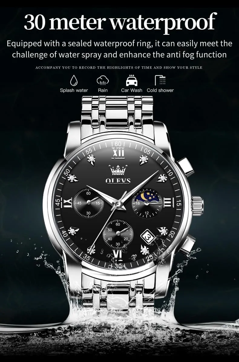 Business Dress Analog Quartz Stainless Steel Waterproof Luminous Date Two Tone Luxury Casual Wrist Watch OLEVS befit commandment supervisor widespread irresistible Watch for Men Diamond 