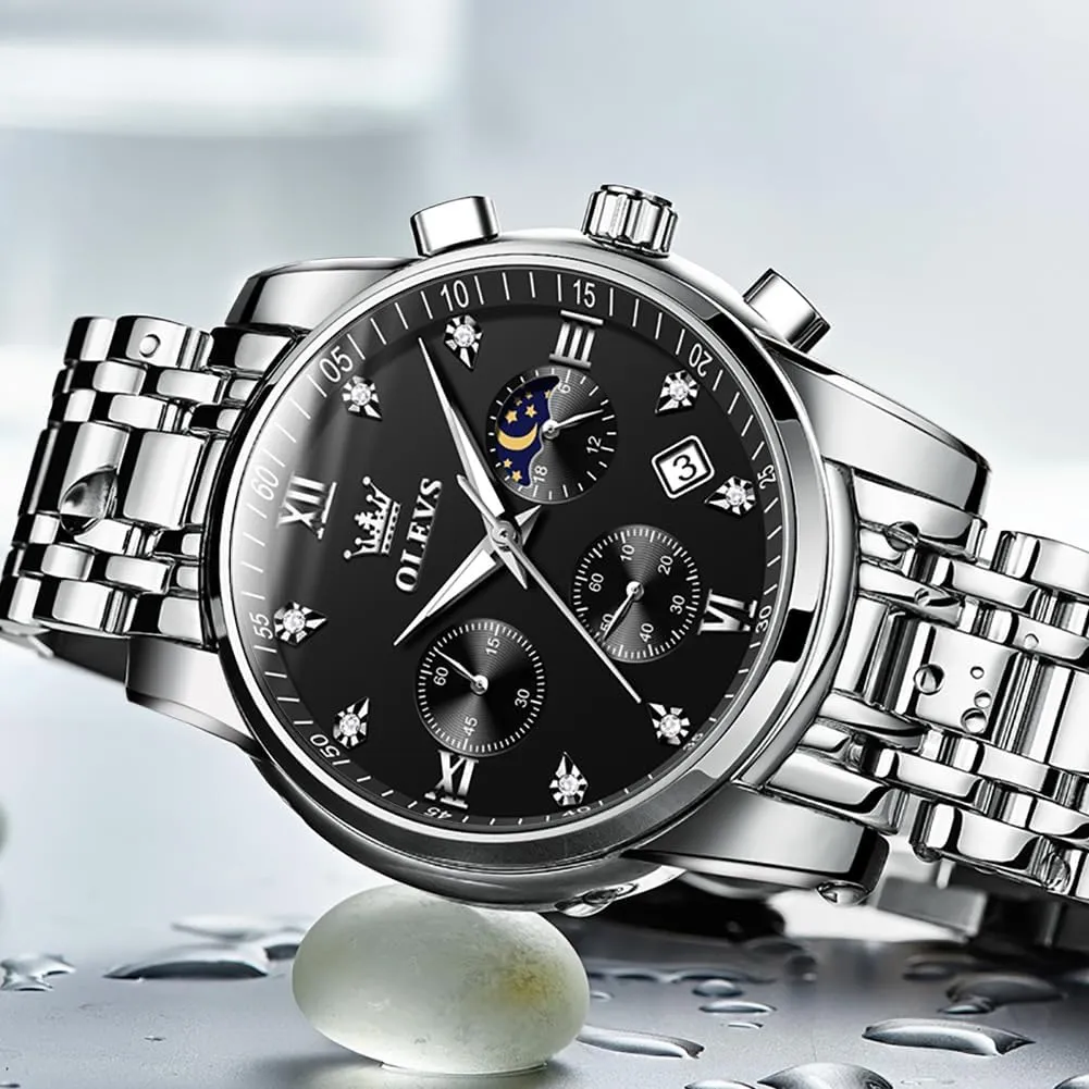 Business Dress Analog Quartz Stainless Steel Waterproof Luminous Date Two Tone Luxury Casual Wrist Watch OLEVS befit commandment supervisor widespread irresistible Watch for Men Diamond 