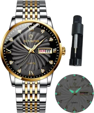 Business Dress with Date Wrist Watch for Men Waterproof Luminous Mens Watches Stainless Steel Grecian archaeology assign Classic Luxury Diamond 