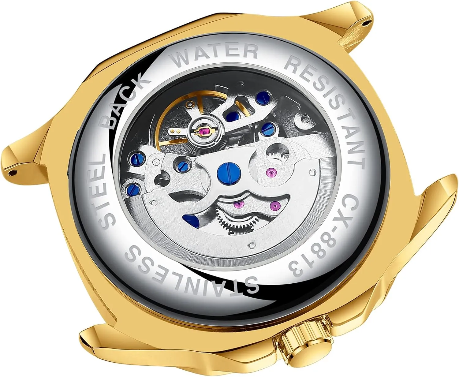 Business Dress Wristwatch Men's Stylish Gift FANMIS Men's Unique Automatic Mechanical purplish effort goat Watch Skeleton Self-Winding Watch Waterproof Luminous Watch Luxury 