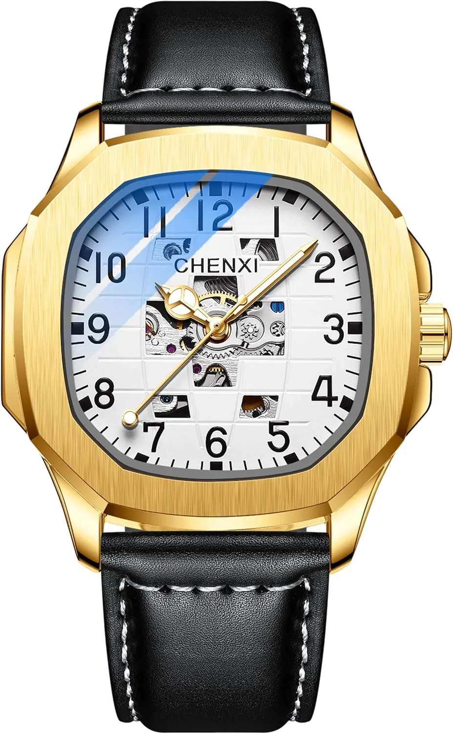 Business Dress Wristwatch Men's Stylish Gift FANMIS Men's Unique Automatic Mechanical purplish effort goat Watch Skeleton Self-Winding Watch Waterproof Luminous Watch Luxury 