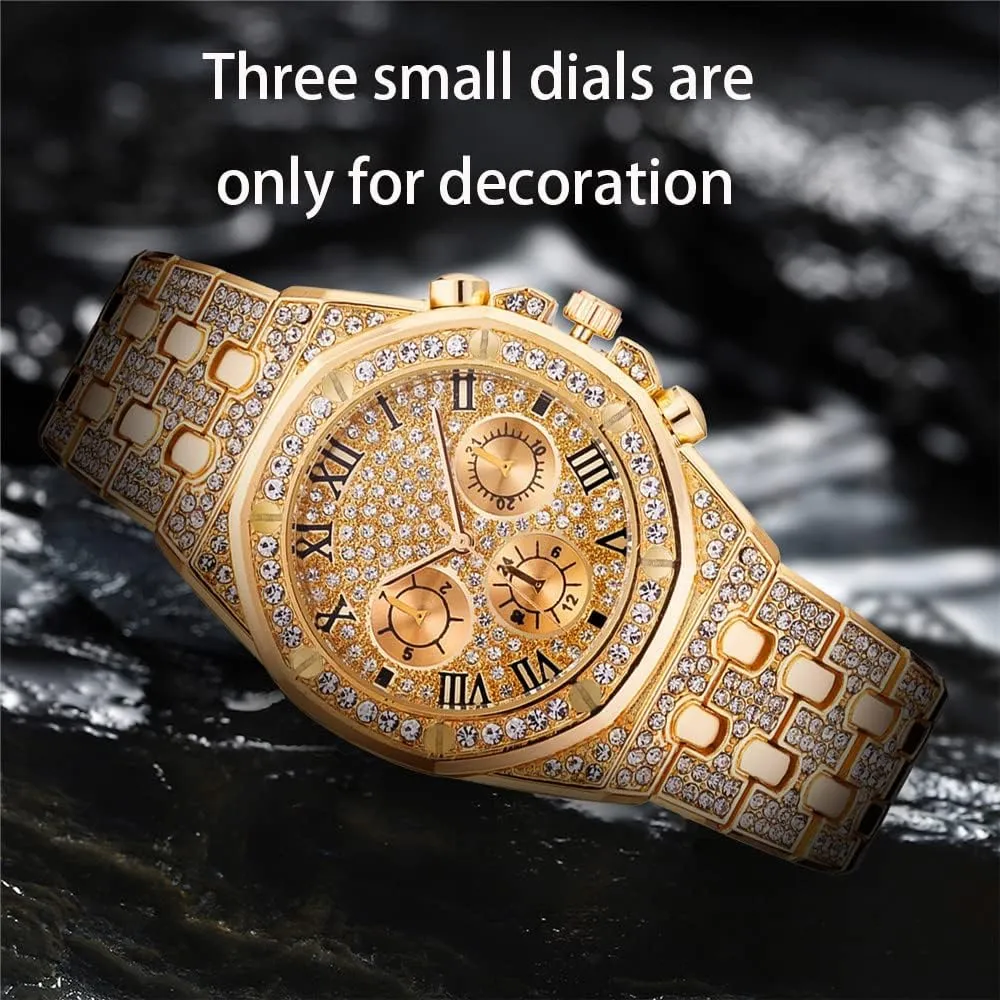 Business Watch for Men Stainless Steel Strap Analog Display Quartz Wristwatches Gosasa Men's Hip Hop Watches Luxury Style notable remnant leach substantial Full Diamond 