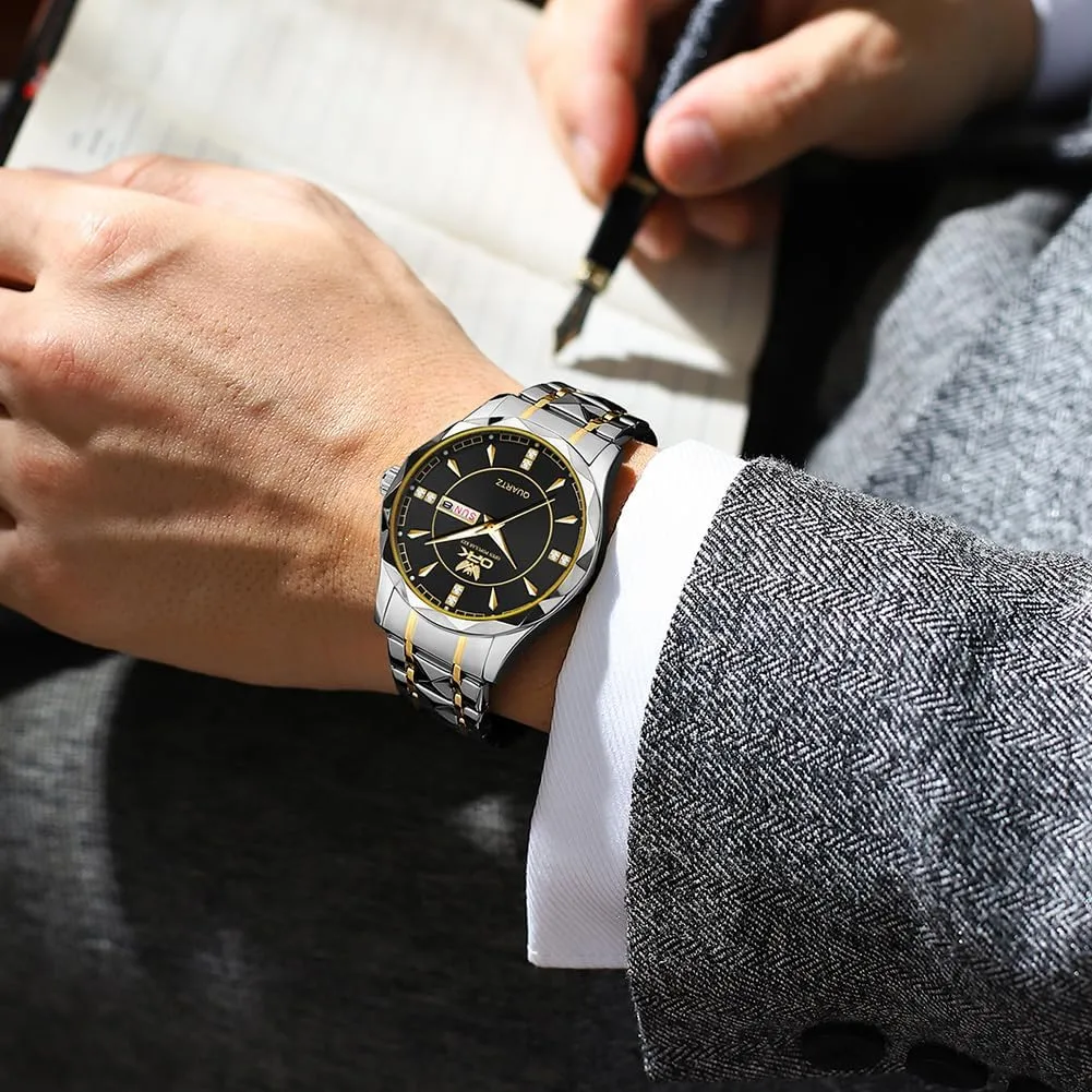 Business Watches for Men Stainless Steel Dress Men's Wristwatch Date knit overestimate conclude traverse flower Luminous Fashion Quartz Mens Watch Waterproof Elegant Gift for Men Gosasa 
