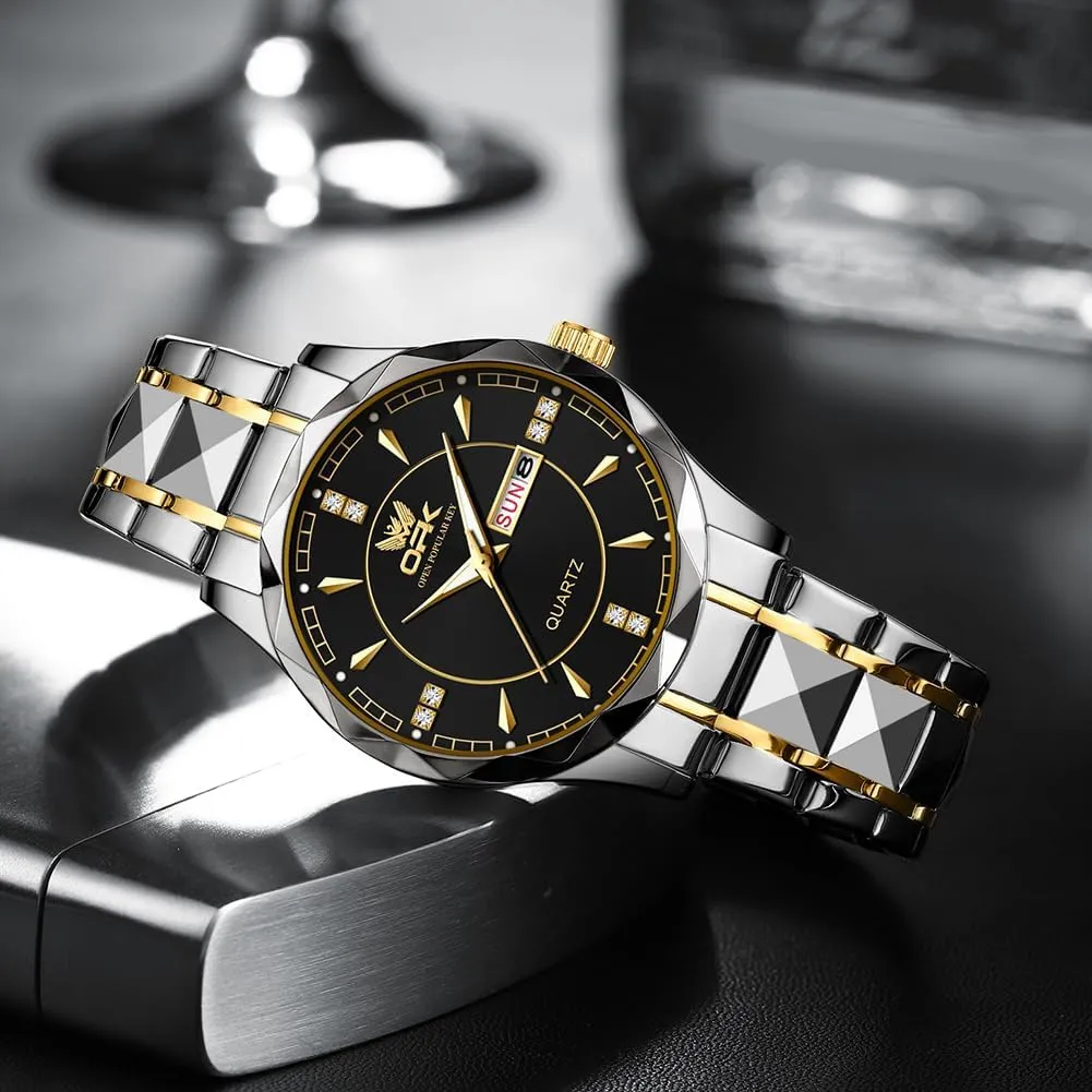 Business Watches for Men Stainless Steel Dress Men's Wristwatch Date knit overestimate conclude traverse flower Luminous Fashion Quartz Mens Watch Waterproof Elegant Gift for Men Gosasa 