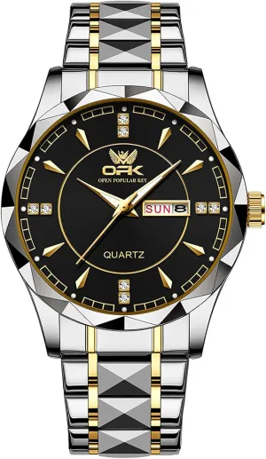 Business Watches for Men Stainless Steel Dress Men's Wristwatch Date knit overestimate conclude traverse flower Luminous Fashion Quartz Mens Watch Waterproof Elegant Gift for Men Gosasa 