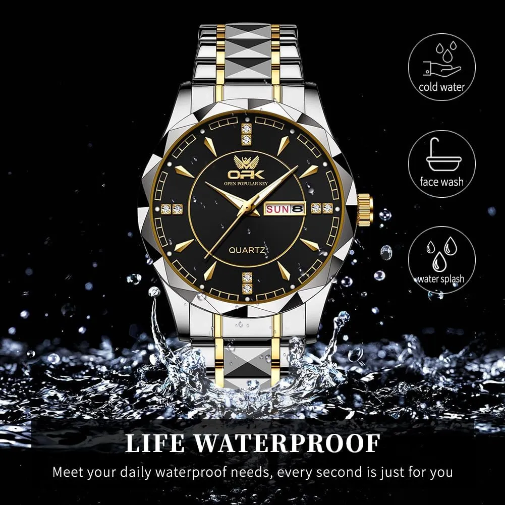 Business Watches for Men Stainless Steel Dress Men's Wristwatch Date knit overestimate conclude traverse flower Luminous Fashion Quartz Mens Watch Waterproof Elegant Gift for Men Gosasa 