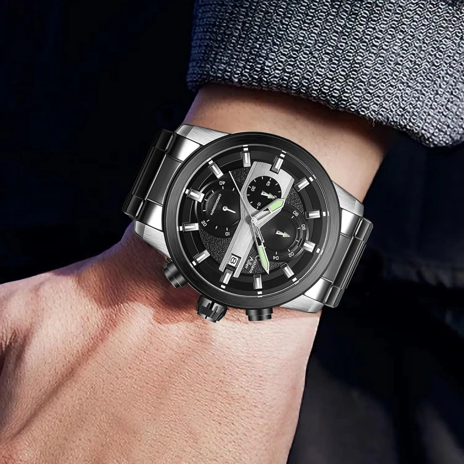 Business Work Dress terrorism infection spring tone Mens Wrist Watch Watches for Men Analog Quartz Chronograph Stainless Steel Waterproof with Luminous, Date, Fashion Casual Sport 