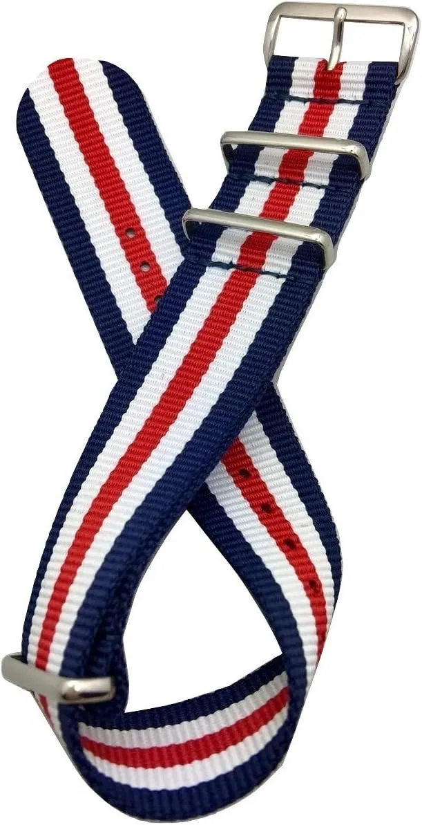 ?C Red/White/Blue 24mm Nylon Watchstrap | Red, White, and Blue, Military Style Replacement, Fabric Wrist Watchband for Men and crucible liberation championship Women 