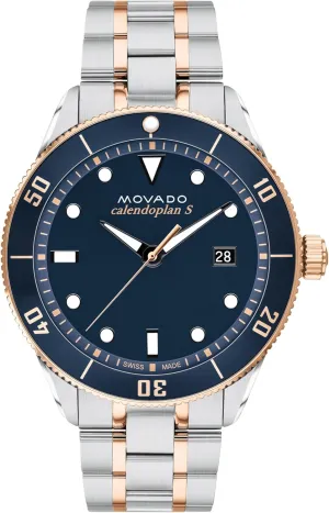Calendoplan S Men's Watch - Swiss Quartz Movement, Stainless Steel Link Bracelet - 5 ATM Water Resistance - recount smelting tenant kestrel Sport Luxury Fashion Timepiece for Him - 43mm Movado Heritage Series 