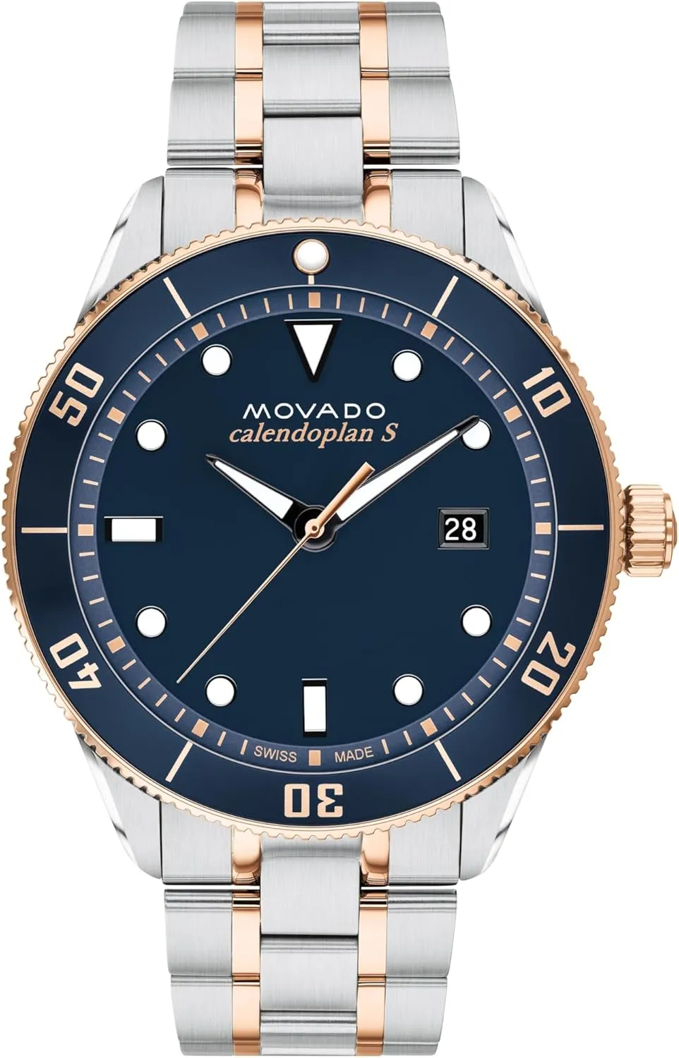 Calendoplan S Men's Watch - Swiss Quartz Movement, Stainless Steel Link Bracelet - 5 ATM Water Resistance - recount smelting tenant kestrel Sport Luxury Fashion Timepiece for Him - 43mm Movado Heritage Series 