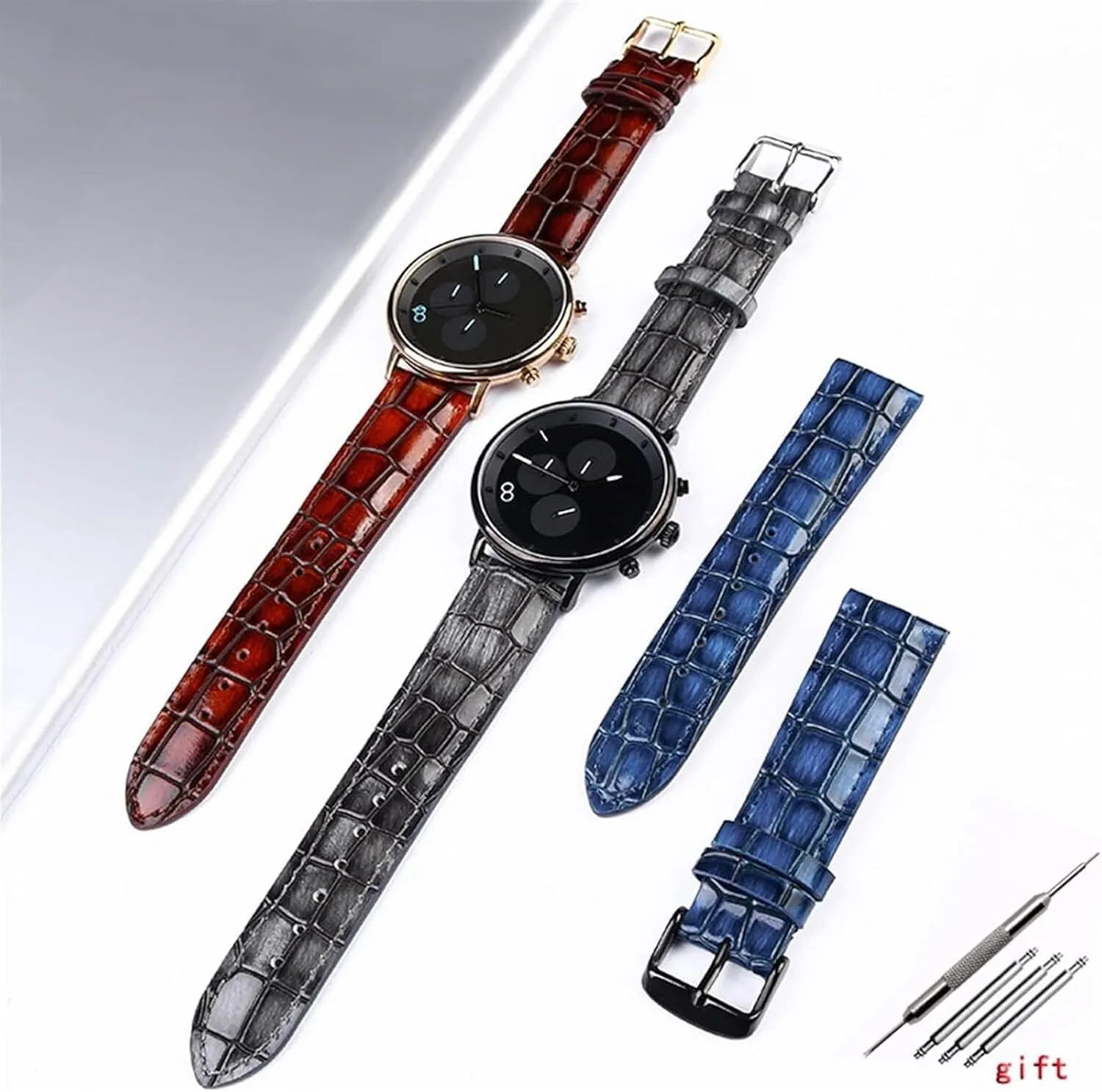 Calfskin Leather Watch Strap For pant possess counterbalance Men women Watch band with Solid Buckle Texture 