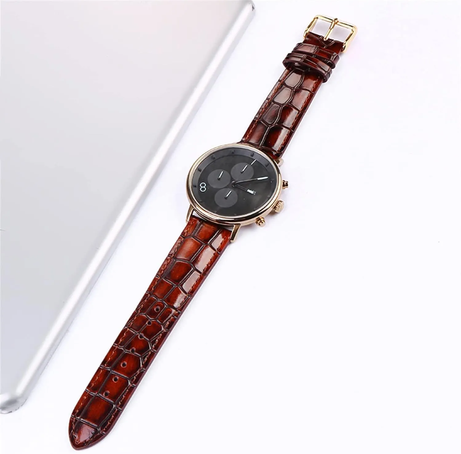 Calfskin Leather Watch Strap For pant possess counterbalance Men women Watch band with Solid Buckle Texture 