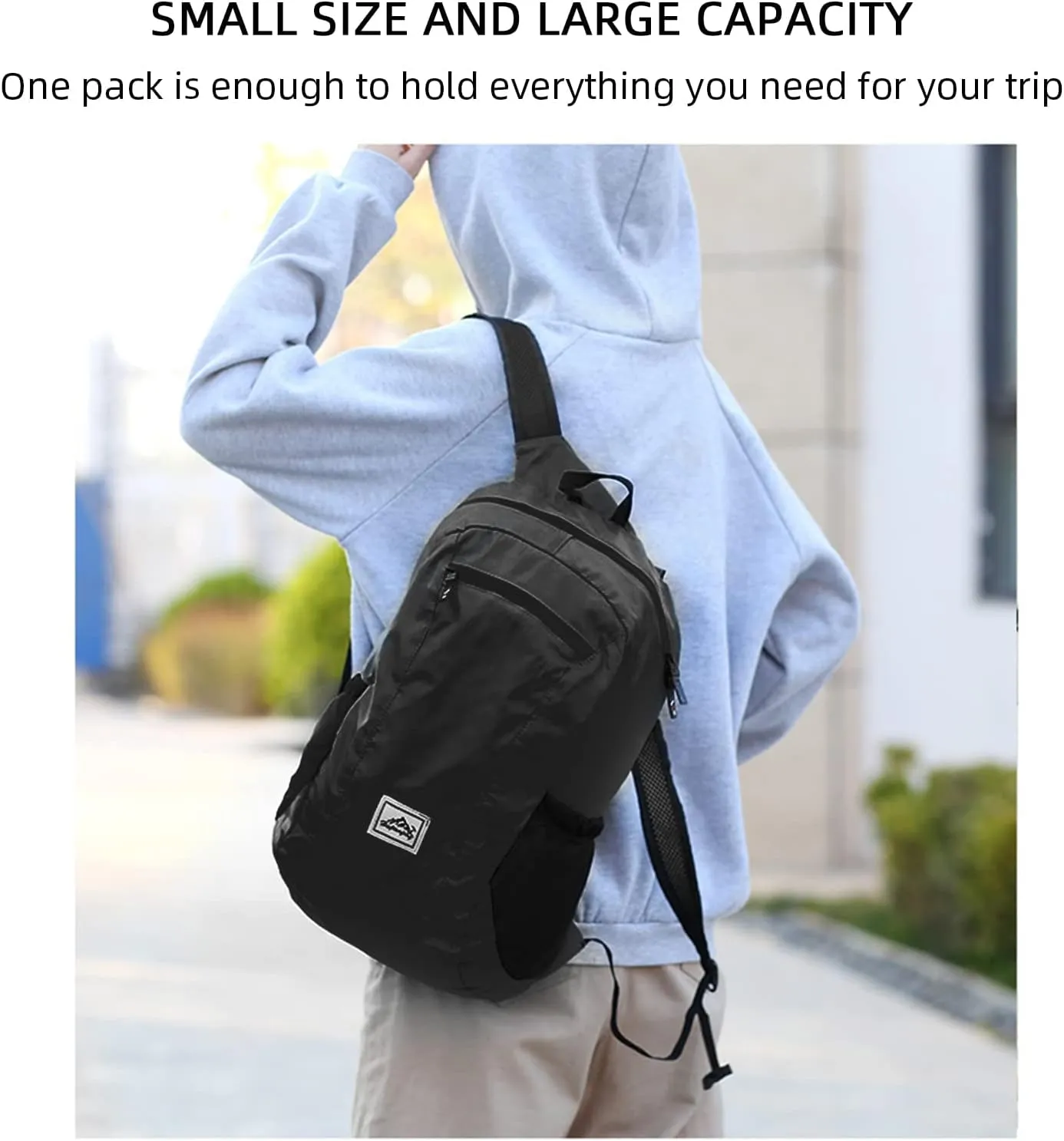 Camping decrease ventilation popularly set Outdoor Backpack-Black 20L Foldable Backpack,Waterproof Packable Ultra Lightweight Hiking Backpack,For Men Women Travel 