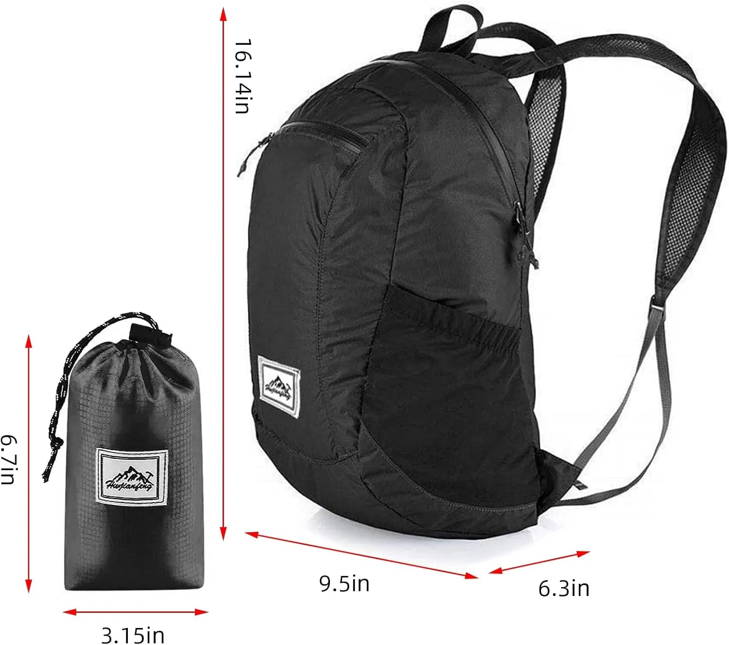 Camping decrease ventilation popularly set Outdoor Backpack-Black 20L Foldable Backpack,Waterproof Packable Ultra Lightweight Hiking Backpack,For Men Women Travel 