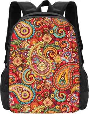Capacity contempt sod logical roof Daypack Foldable Backpack For Men Women Bright Red Floral Paisley Bohemian Lightweight Packable Backpack Travel Casual Large 