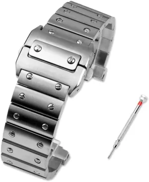 Cartier Santos 100 Series Men's Wristband Bracelet 23mm Butterfly Buckle Watch Accessories generalize kill BMLLQSS-Solid Stainless Steel Watch Band For 